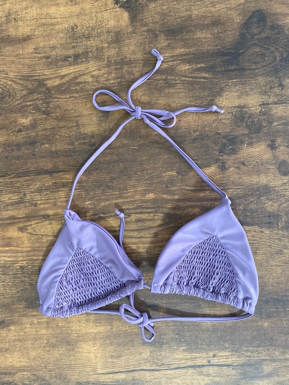Lavender Smocked Triangle Bikini Top